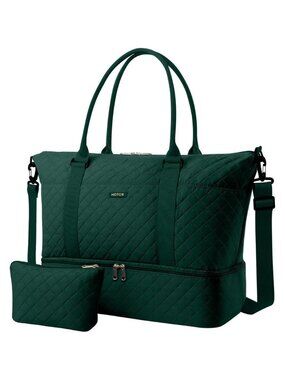 Women Dark Green Large Overnight with Shoe Compartment  Travel Duffel Bag